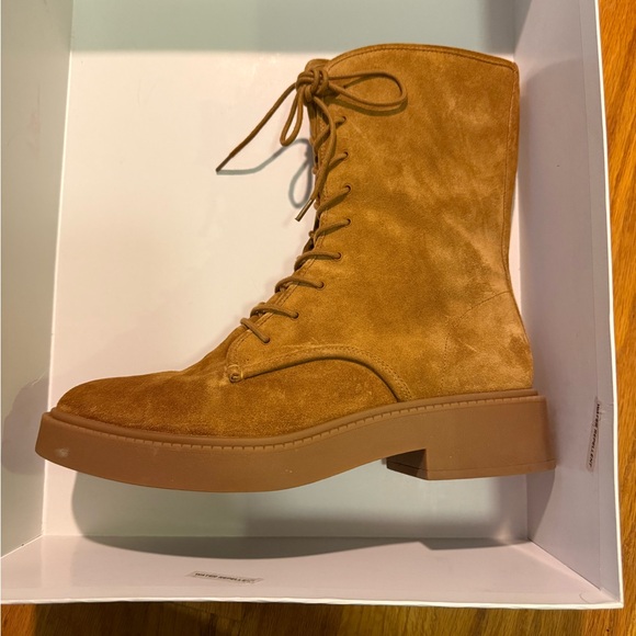 Vince Tan Suede Lace-Up (side zip) Women's Boots - Picture 2 of 7